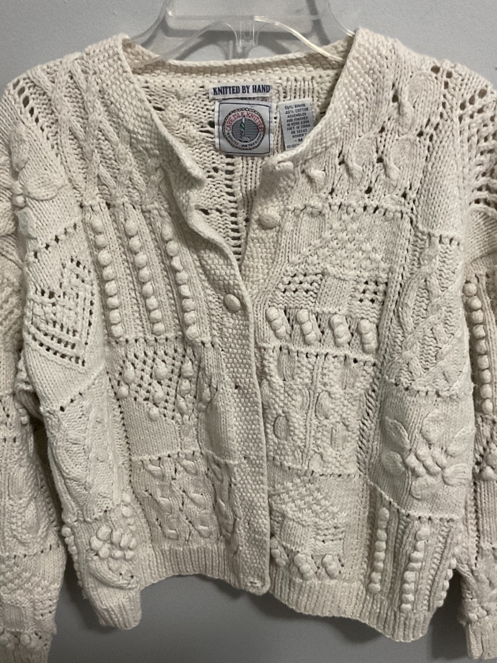 Vintage Cape Isle Knitters Button Front Cardigan Sweater, MED